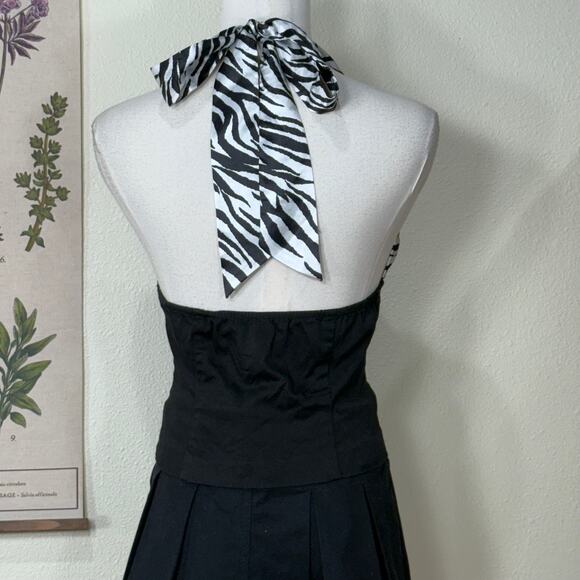 Vintage 90s Y2k Satin Zebra Print Halter Top Sexy Trashy Gyaru Party McBling S M - Picture 3 of 5
